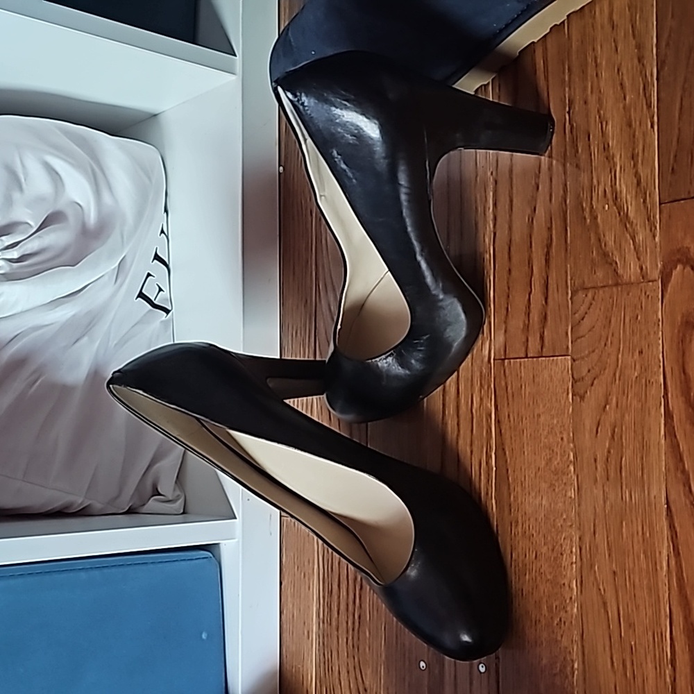 Black leather heels